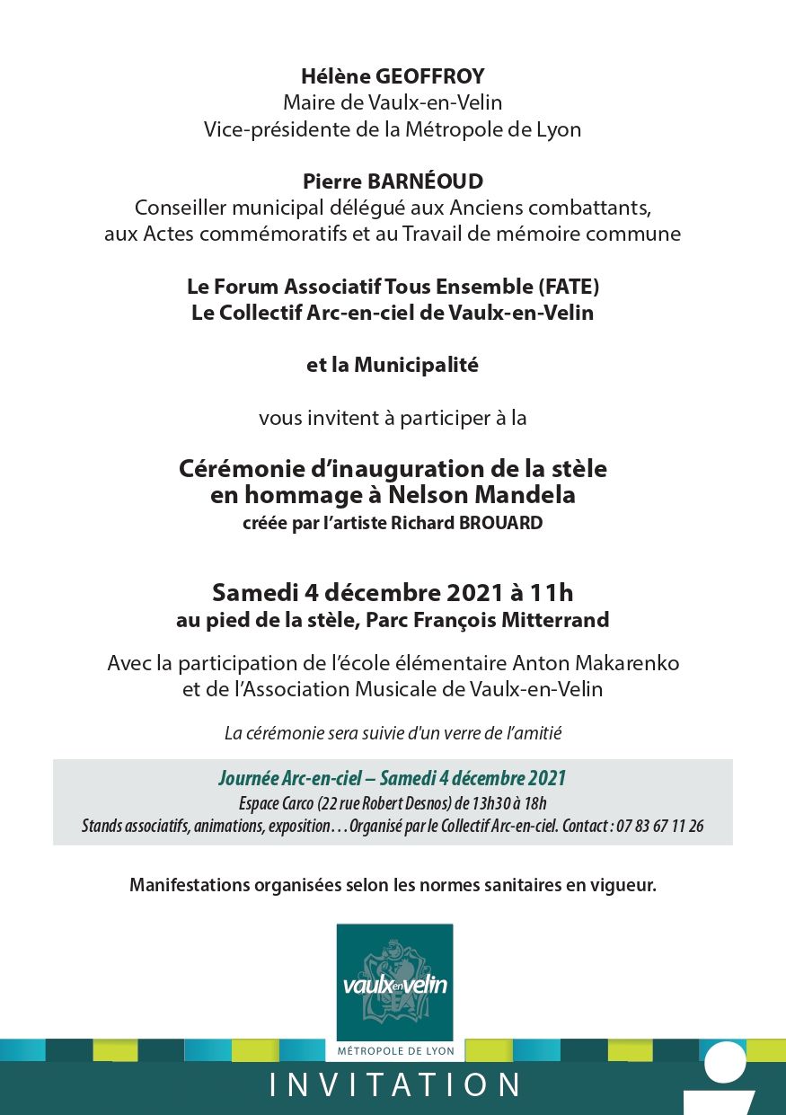 Inauguration stèle Mandela