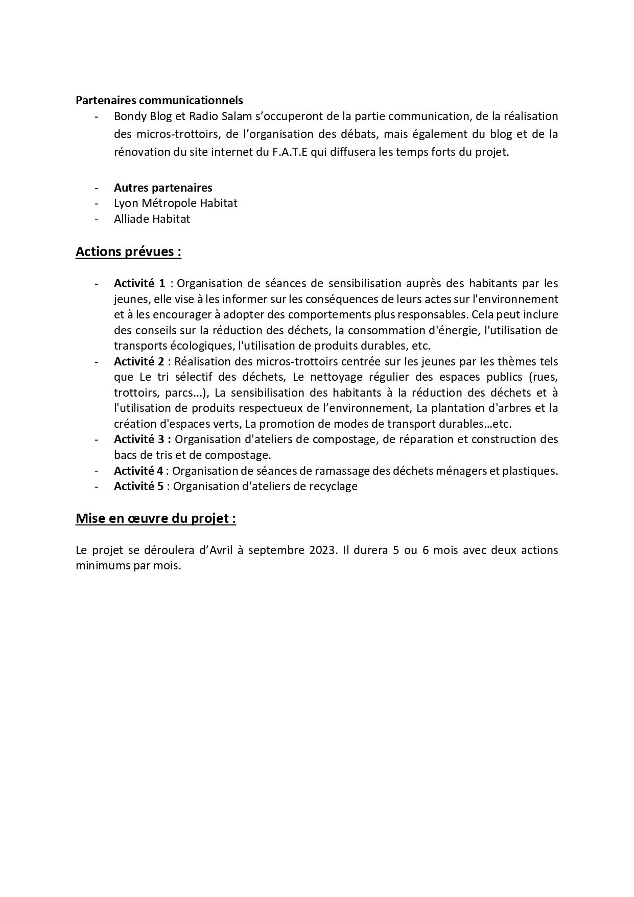 Quartiers propres et salubres