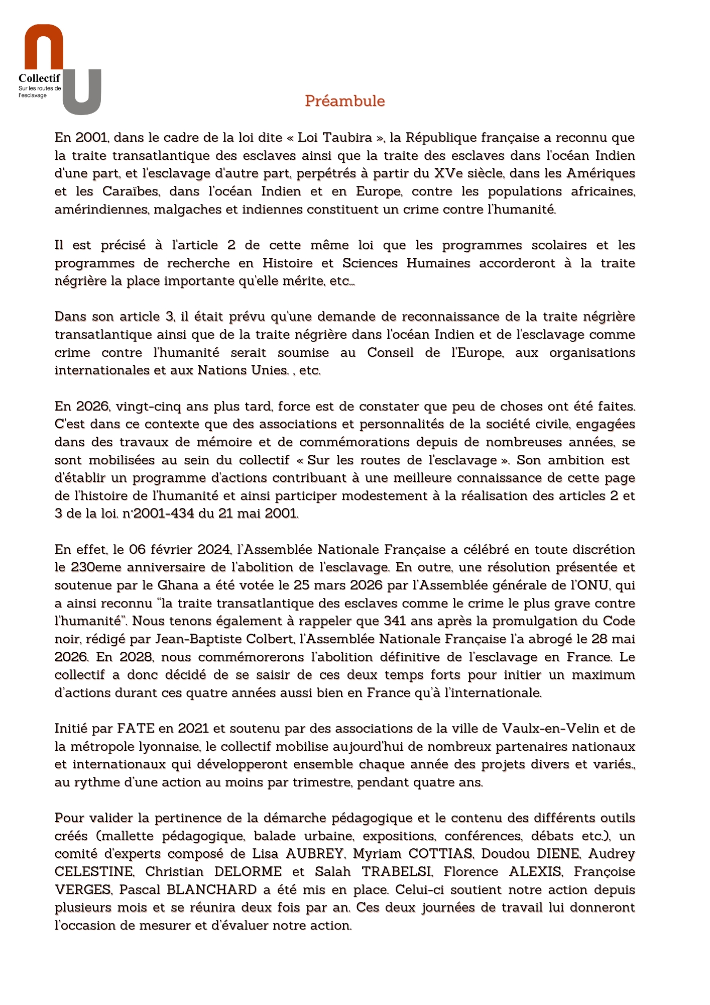 Routes de l'esclavage — préambule